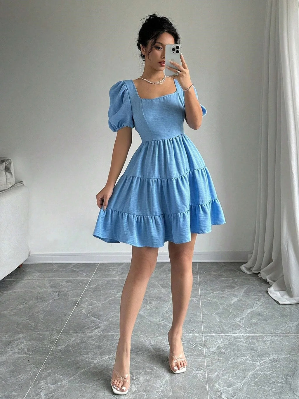 Blue fluffy dress